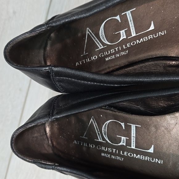 AGL Attilio Giusti Leombruni Women's Black Ballet Flats Leather Shoes 38/8 - Picture 5 of 14